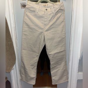 Cream Levi’s Ribcage Crop Boot Corduroy